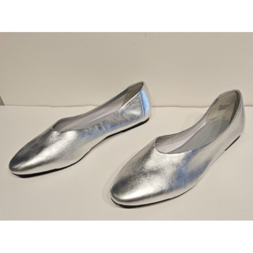 NEW Open Edit Madyson Metallic Silver Ballet flat Size 10